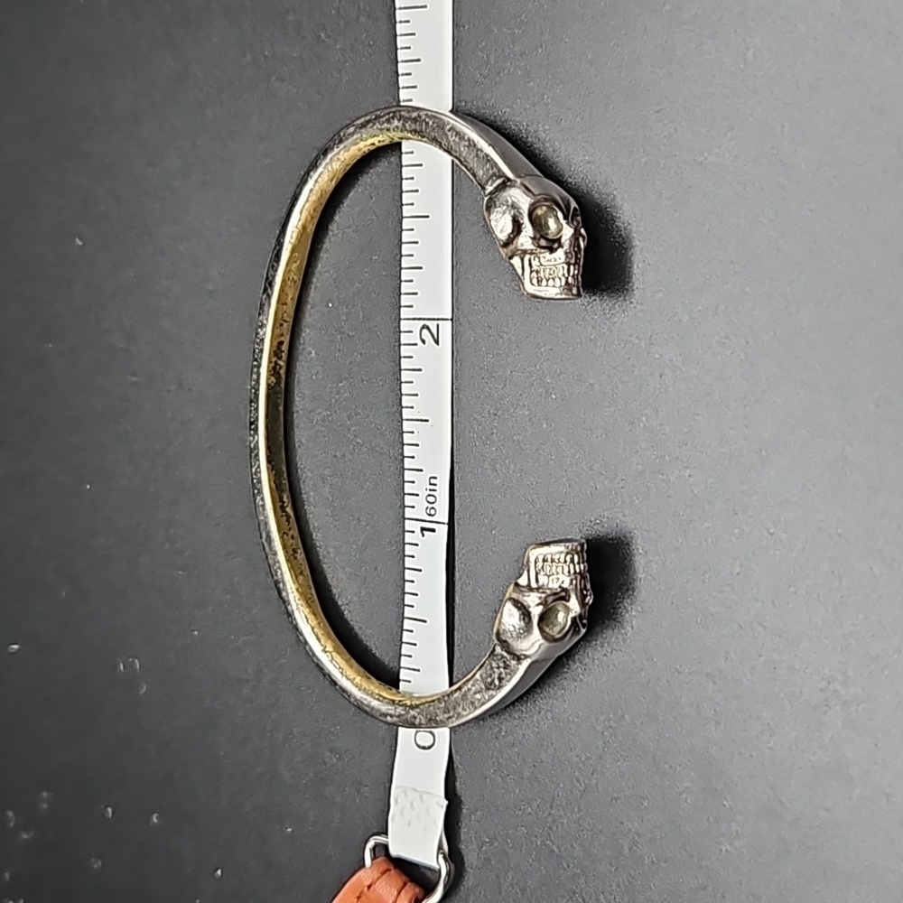 Alexander McQueen Double Skull Vintage Metal Bangle - Picture 5 of 5